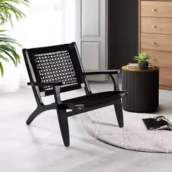 New Kirklands Home Woven Rope Accent Chair Black