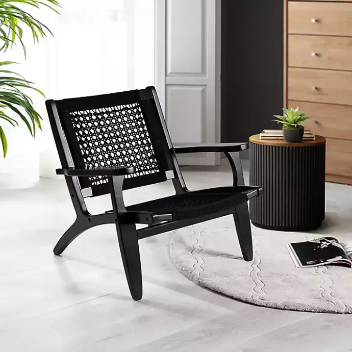 New Kirklands Home Woven Rope Accent Chair Black