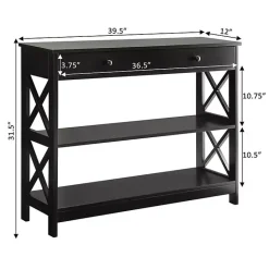 Kirklands Home Black X-Frame 2-Shelf Console Table Brown