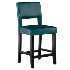 New Kirklands Home Blakely Seat Counter Stool with Black Base Blue