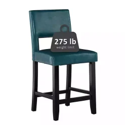 New Kirklands Home Blakely Seat Counter Stool with Black Base Blue