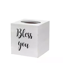 Outlet Kirklands Home Bless You Wood Tissue Box Cover White