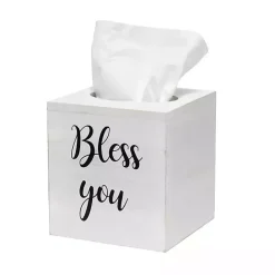 Outlet Kirklands Home Bless You Wood Tissue Box Cover White
