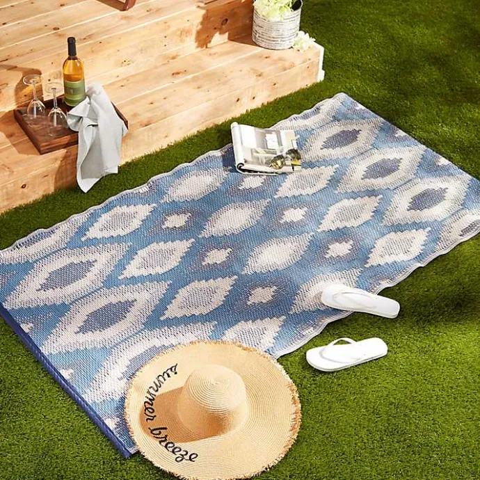 Online Kirklands Home Blue & Gray Diamond Stripe Outdoor Area Rug, 3x6