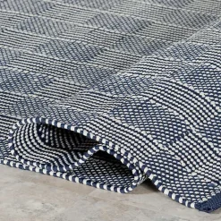 Outlet Kirklands Home Blue & Ivory Checkered Indoor/Outdoor Rug, 5x8