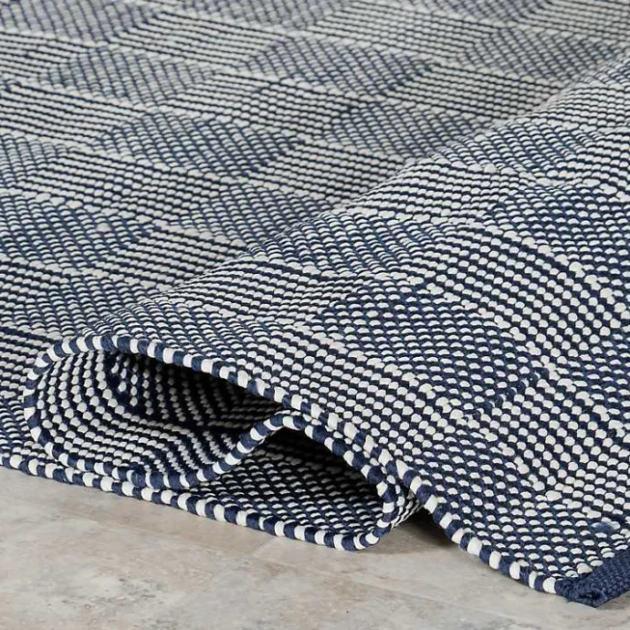 Discount Kirklands Home Blue & Ivory Checkered Indoor/Outdoor Rug, 6x9