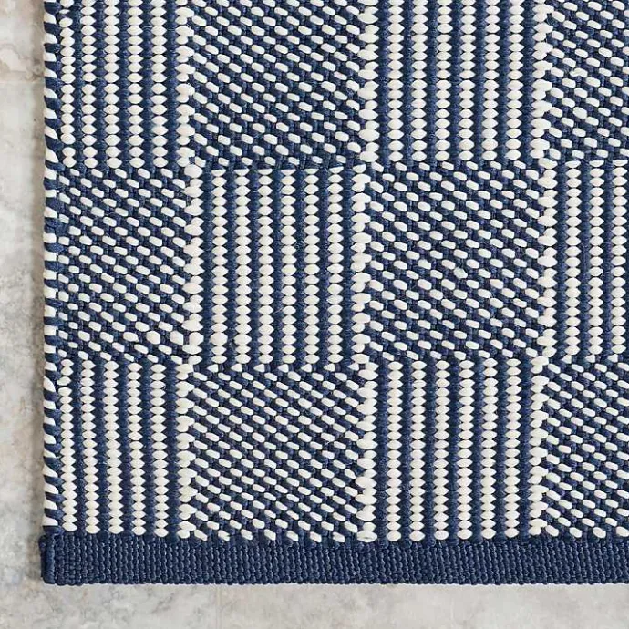 Discount Kirklands Home Blue & Ivory Checkered Indoor/Outdoor Rug, 6x9