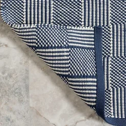 Discount Kirklands Home Blue & Ivory Checkered Indoor/Outdoor Rug, 6x9
