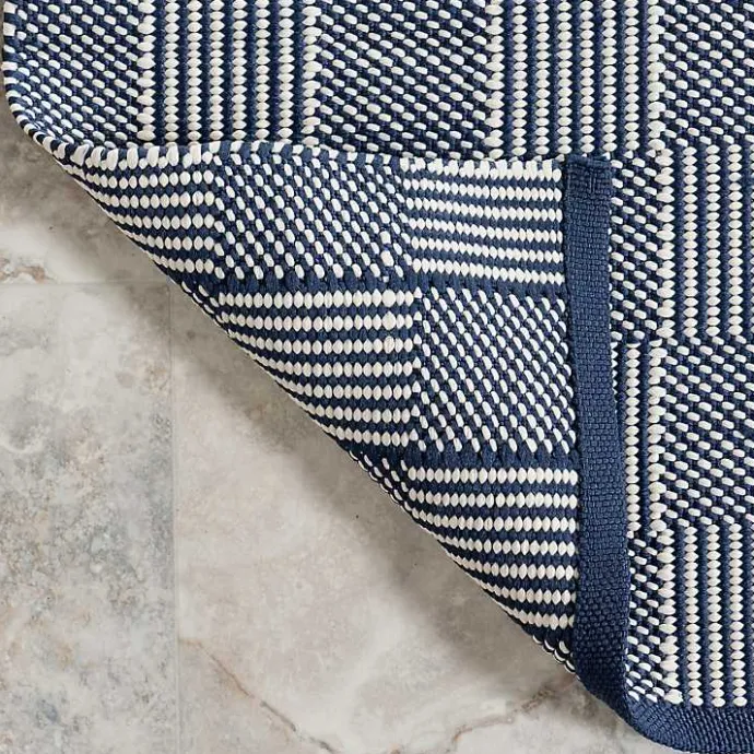 Discount Kirklands Home Blue & Ivory Checkered Indoor/Outdoor Rug, 6x9