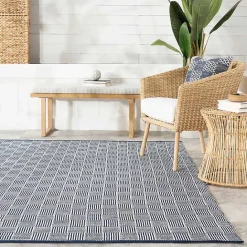 Best Kirklands Home Blue & Ivory Checkered Indoor/Outdoor Runner, 3x8