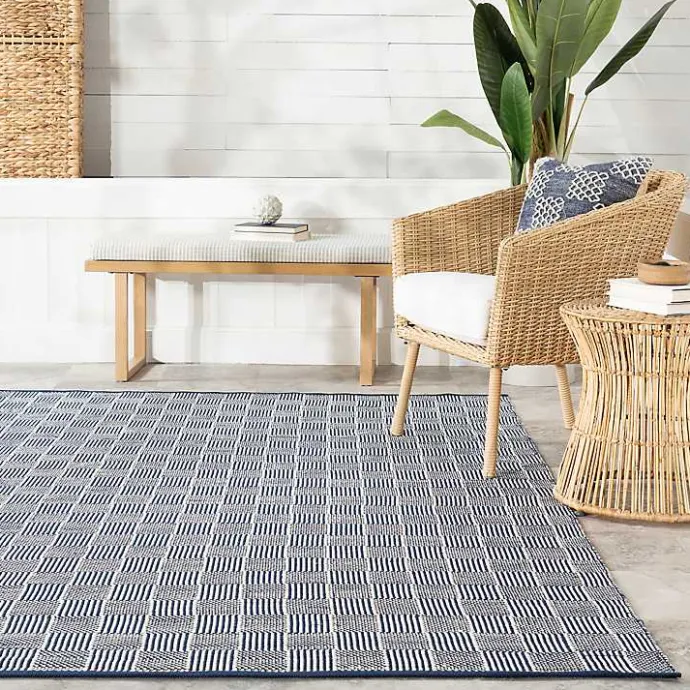Online Kirklands Home Blue & Ivory Checkered Indoor/Outdoor Rug, 8x10