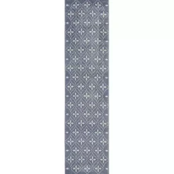 Kirklands Home Blue & Ivory Quatrefoil Indoor/Outdoor Runner