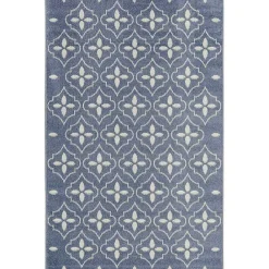 Outlet Kirklands Home Blue & Ivory Quatrefoil Indoor/Outdoor Rug, 4x6