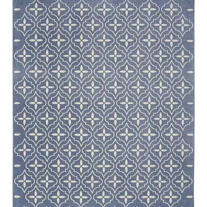 Best Kirklands Home Blue & Ivory Quatrefoil Indoor/Outdoor Rug, 8x10
