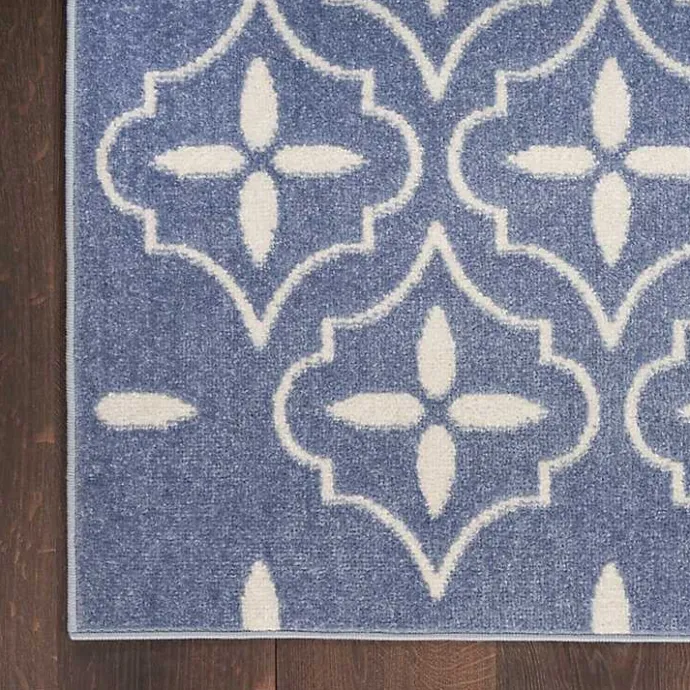 Best Kirklands Home Blue & Ivory Quatrefoil Indoor/Outdoor Rug, 8x10