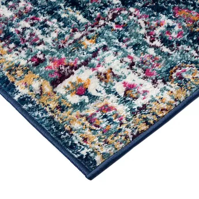 Kirklands Home Blue & Orange Boho Medallion Area Rug, 6x9