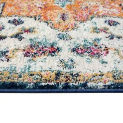Kirklands Home Blue & Orange Boho Medallion Area Rug, 6x9