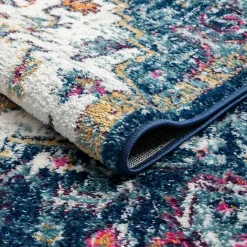 Kirklands Home Blue & Orange Boho Medallion Area Rug, 6x9