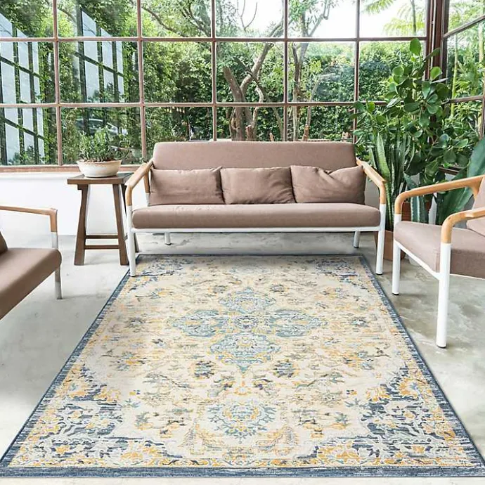 Outlet Kirklands Home Blue & Orange Medallion Reversible Area Rug, 5x7