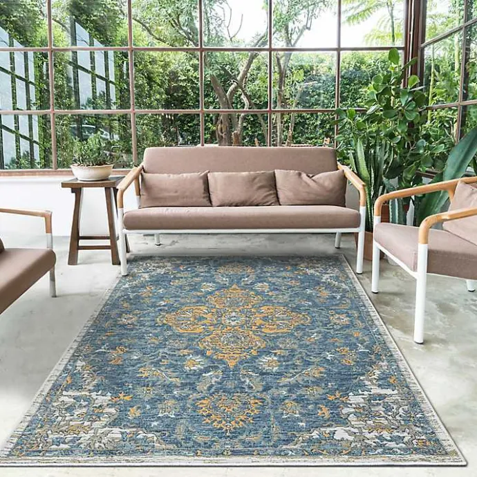 Outlet Kirklands Home Blue & Orange Medallion Reversible Area Rug, 5x7