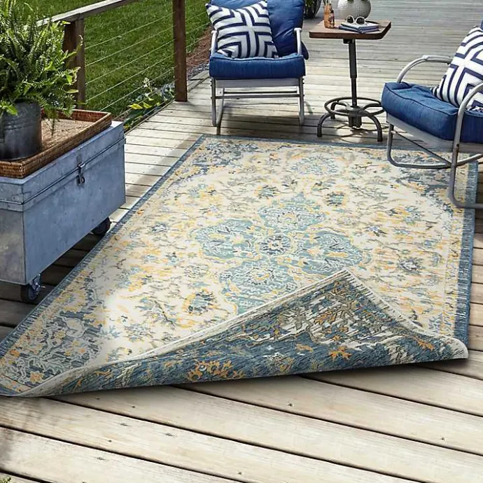 Outlet Kirklands Home Blue & Orange Medallion Reversible Area Rug, 5x7