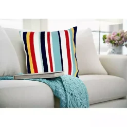 Hot Kirklands Home Blue & Red Lamontage Stripe Outdoor Throw Pillow