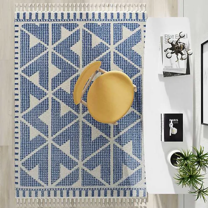 Outlet Kirklands Home & White Geometric Shag Area Rug, 8x10 Blue