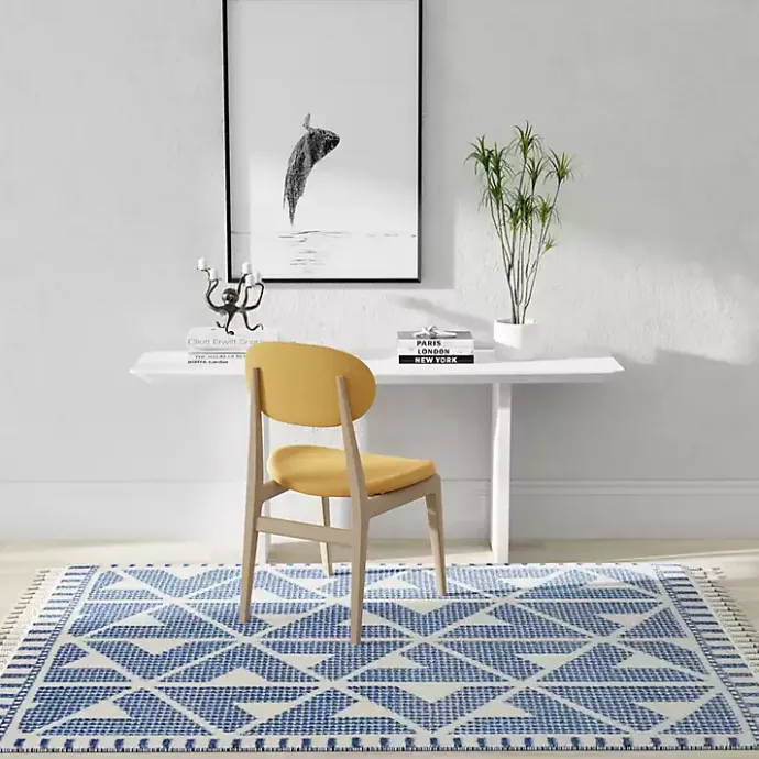 Outlet Kirklands Home & White Geometric Shag Area Rug, 8x10 Blue