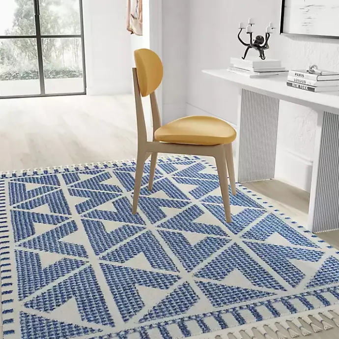 Outlet Kirklands Home & White Geometric Shag Area Rug, 8x10 Blue