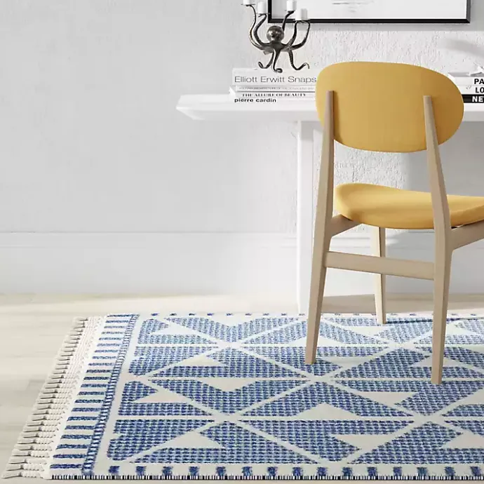 Outlet Kirklands Home & White Geometric Shag Area Rug, 8x10 Blue