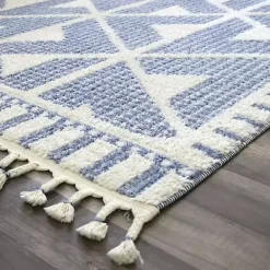 Outlet Kirklands Home & White Geometric Shag Area Rug, 8x10 Blue