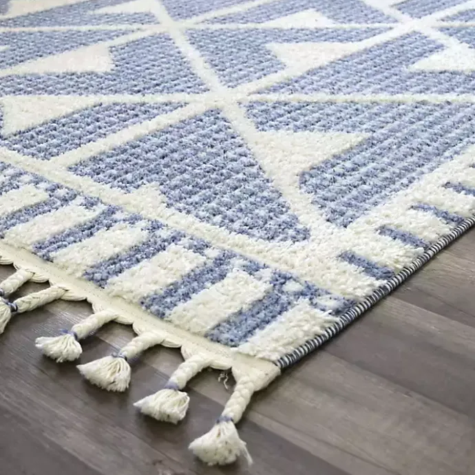 Outlet Kirklands Home & White Geometric Shag Area Rug, 8x10 Blue