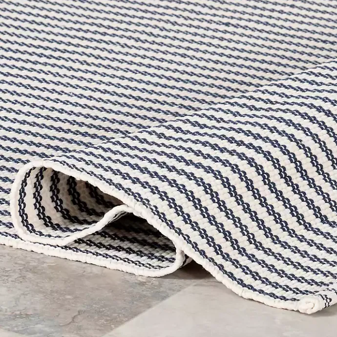 Outlet Kirklands Home Blue & White Pinstripe Indoor/Outdoor Rug, 5x8