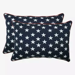 New Kirklands Home Blue & White Stars Outdoor Pillows, Set of 2
