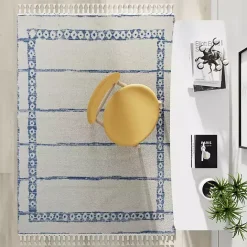 Online Kirklands Home & White Striped Block Border Area Rug, 8x10 Blue