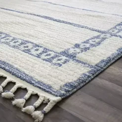Online Kirklands Home & White Striped Block Border Area Rug, 8x10 Blue