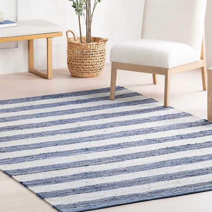 Best Kirklands Home Blue & White Striped Indoor/Outdoor Rug, 6x9