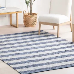 Clearance Kirklands Home Blue & White Striped Indoor/Outdoor Runner, 3x8
