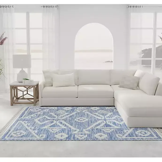 Clearance Kirklands Home & White Tribal Medallion Shag Area Rug, 8x10 Blue