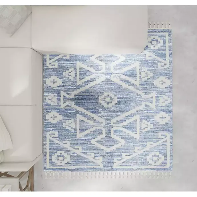 Clearance Kirklands Home & White Tribal Medallion Shag Area Rug, 8x10 Blue