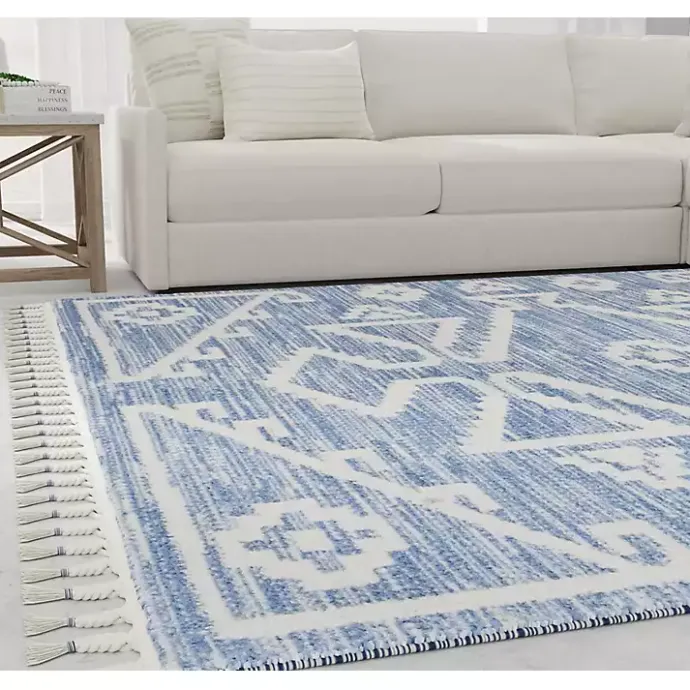 Clearance Kirklands Home & White Tribal Medallion Shag Area Rug, 8x10 Blue