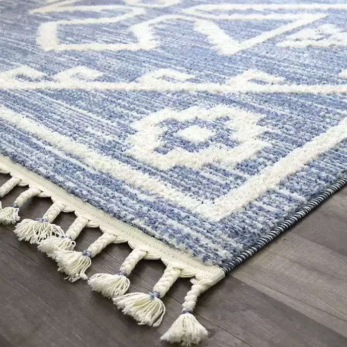 Clearance Kirklands Home & White Tribal Medallion Shag Area Rug, 8x10 Blue