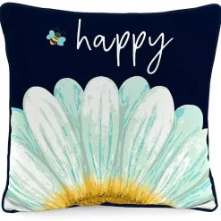 Outlet Kirklands Home Blue & Yellow Bee Happy Outdoor Pillow