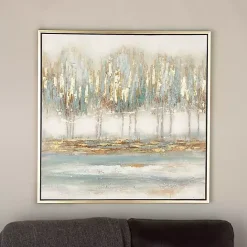 Outlet Kirklands Home Blue Abstract Trees Framed Canvas Art Print