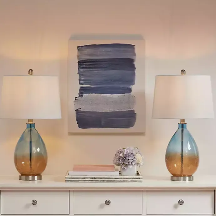 Clearance Kirklands Home Blue and Amber Glass Table Lamps, Set of 2 White