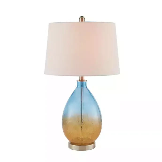 Clearance Kirklands Home Blue and Amber Glass Table Lamps, Set of 2 White