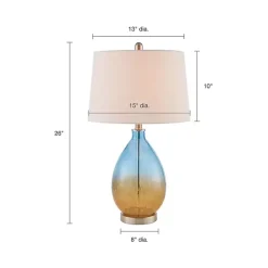 Clearance Kirklands Home Blue and Amber Glass Table Lamps, Set of 2 White