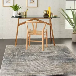 New Kirklands Home Blue and Beige Tally Textured Area Rug, 5x7