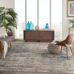 Discount Kirklands Home Blue and Beige Tally Textured Area Rug, 7x9