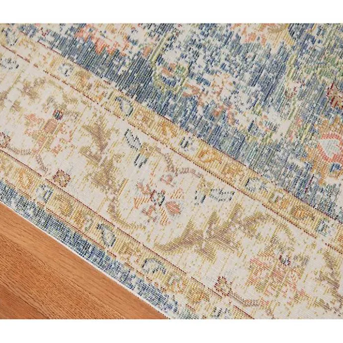 Best Kirklands Home Blue and Beige Vintage Border Area Rug, 2x3
